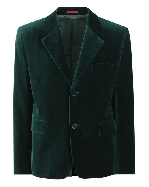 Gucci Green Single-Breasted Velvet Jacket for men