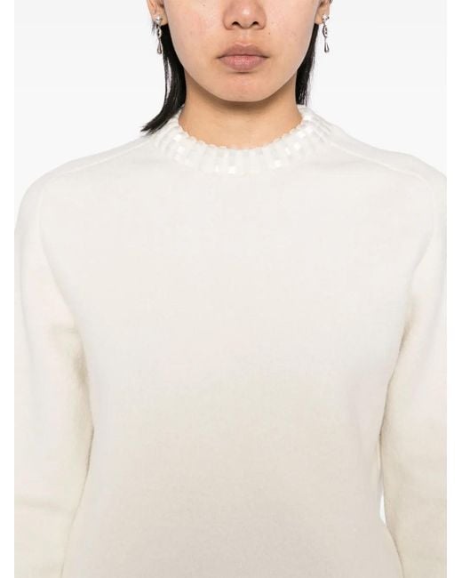 Jil Sander White Long-Sleeve Crew-Neck Jumper