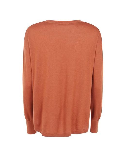 Aspesi Orange V-Neck Wool Sweater