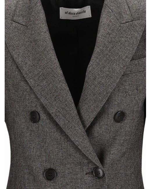 Al Duca D'aosta Black Double-Breasted Peak-Lapel Jacket