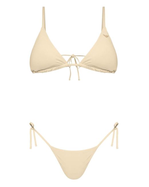 Emporio Armani White Logo-appliqué Triangle Bikini