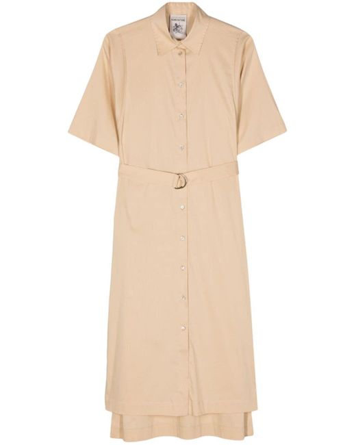 Semicouture Natural Poplin Belted Shirtdress