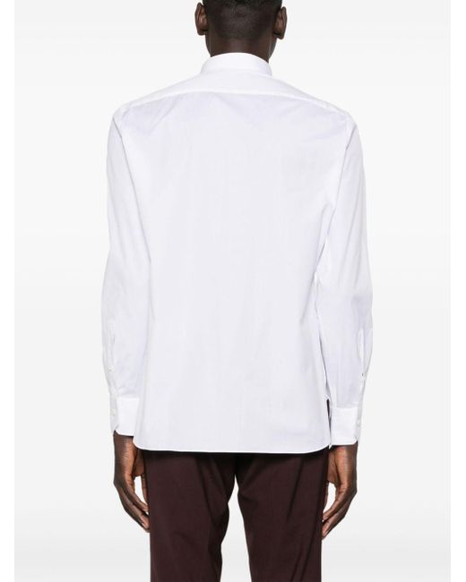 Zegna White Pointed-collar Poplin Shirt for men