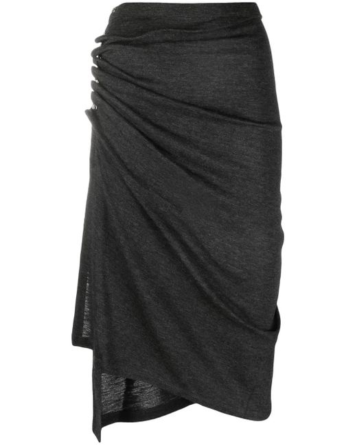 Rabanne Black Ruched Midi Skirt