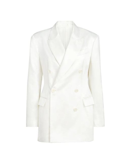Brunello Cucinelli White Satin Blazer With Monili
