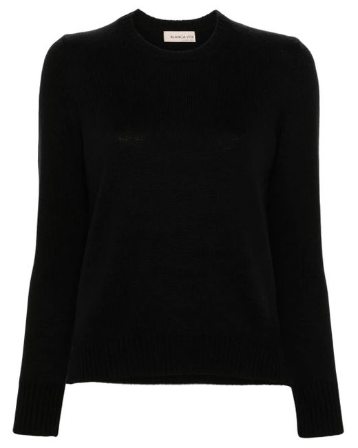 Blanca Vita Black Gerippter Strickpullover