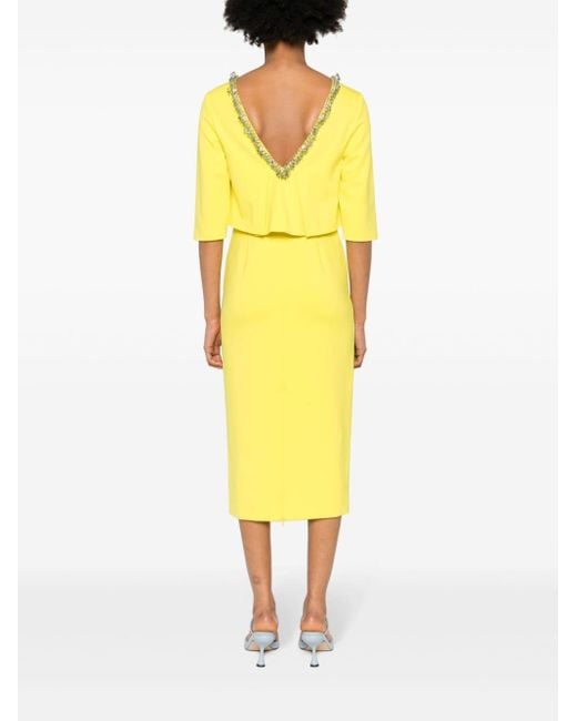 Dorothee Schumacher Yellow Layered Gem-embellished Midi Dress