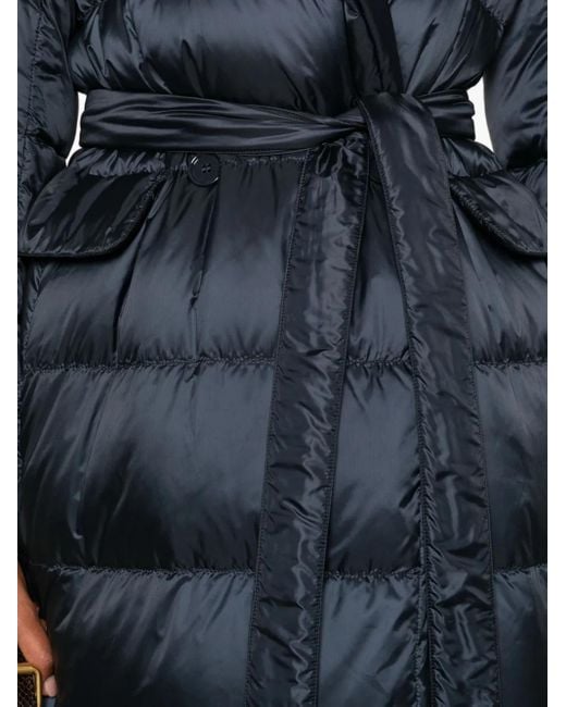 Max Mara Blue Gesteppter Mantel mit Gürtel