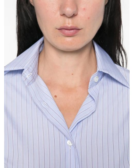Mazzarelli White Striped-Print Shirt