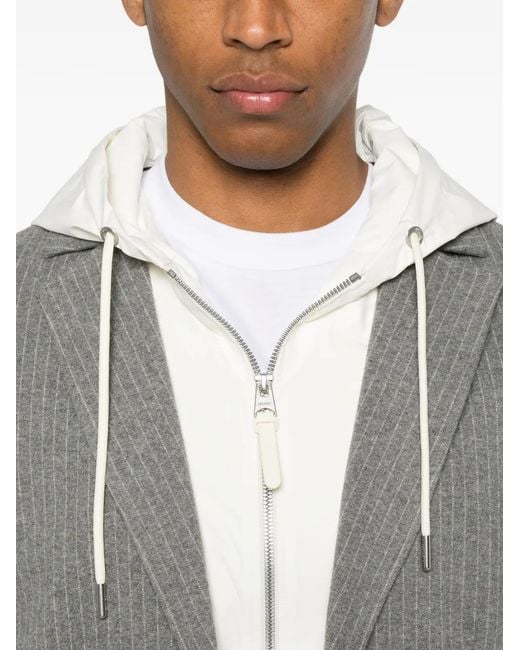 Mackage Gray Pinstripe-Pattern Hooded Blazer for men