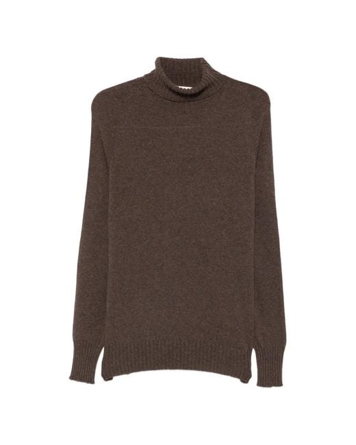 Ma'ry'ya Brown Roll-Neck Raglan-Sleeve Sweater