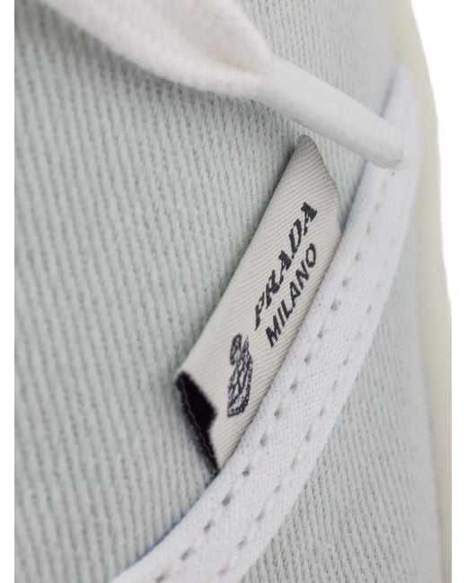 Prada White Round-Toe Lace-Up Sneakers