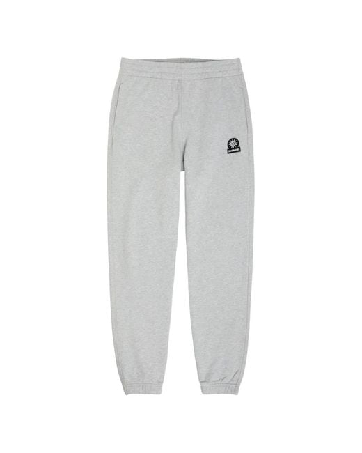 Sandbanks Gray Logo-Patch Track Pants for men