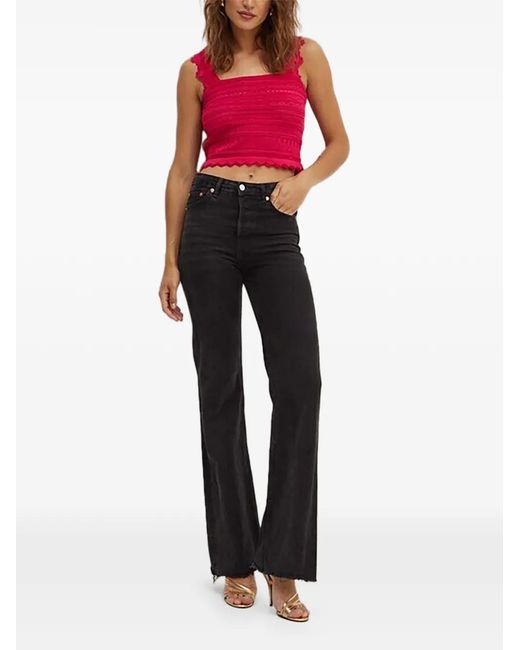 Morgan Red Square-Neck Top
