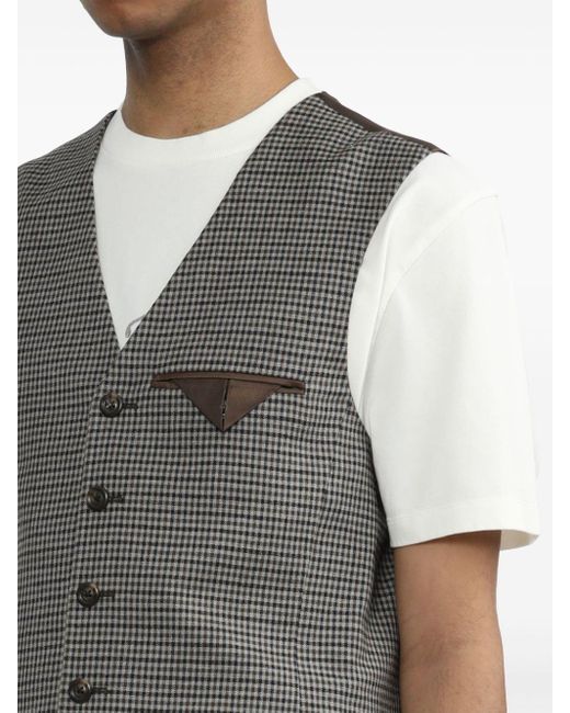 Our Legacy Gray Cut Checked Waistcoat for men