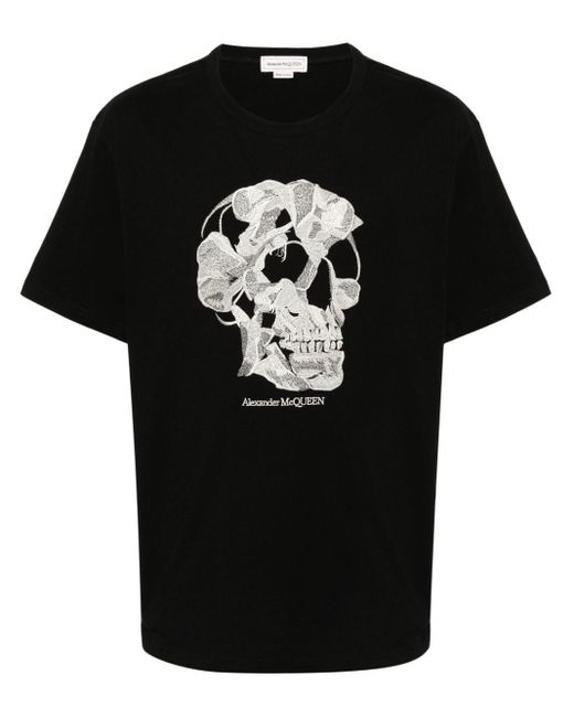 Alexander McQueen T-Shirt mit aufgesticktem Totenkopf in Black für Herren