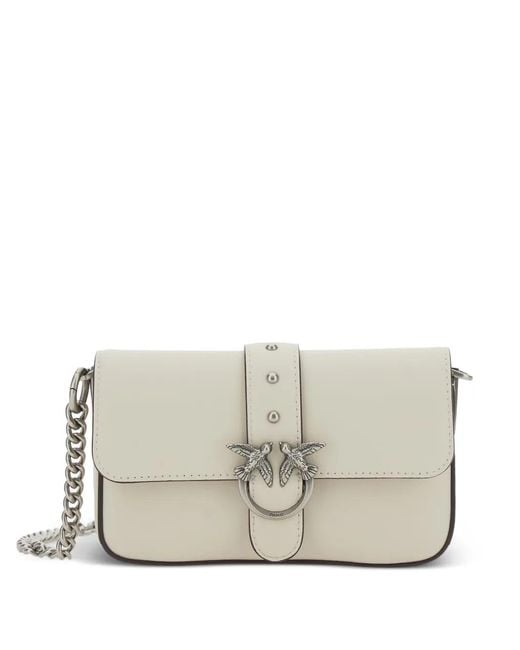 Pinko Gray Love One Slouchy Crossbody Bag