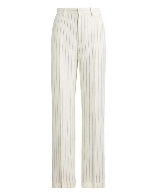 Polo Ralph Lauren White Striped Straight Trousers