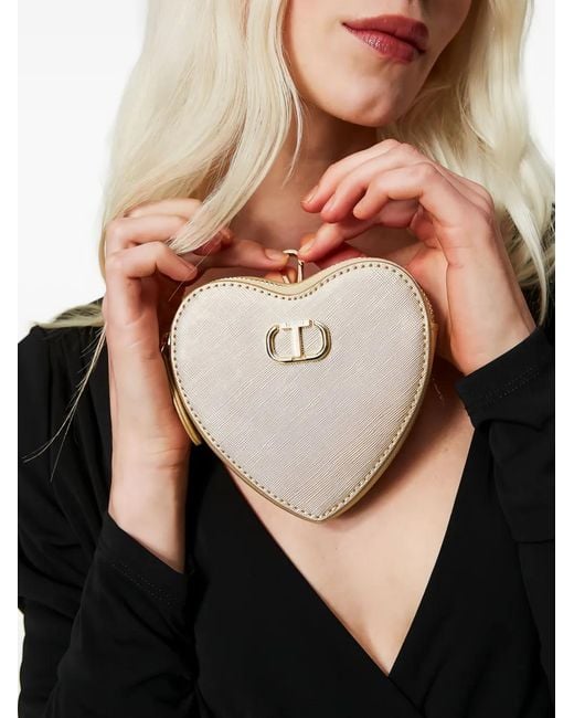 Twinset Natural Heart-Shaped Zip-Around Purse
