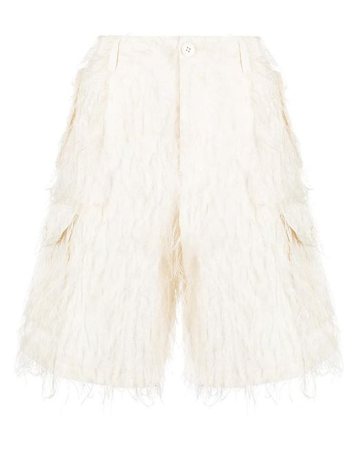 Undercover White Fringed Cargo Shorts