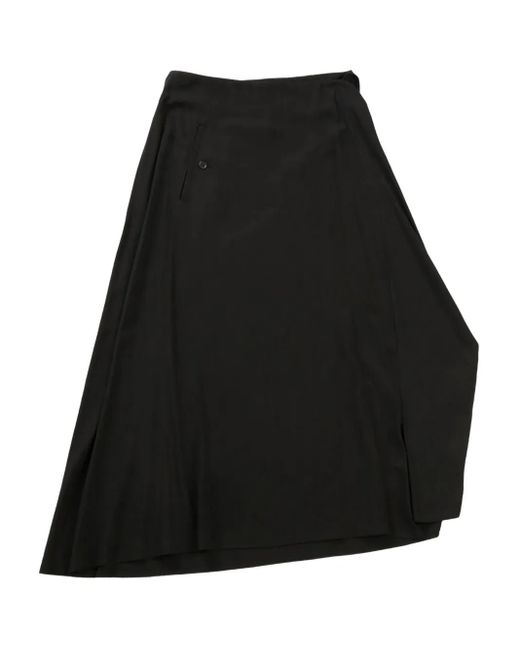 Yohji Yamamoto Asymmetric-hem Midi Dress Black