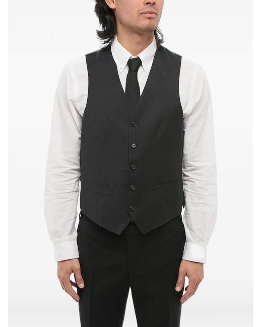 Corneliani Black Single-Breasted Wool Waistcoat for men