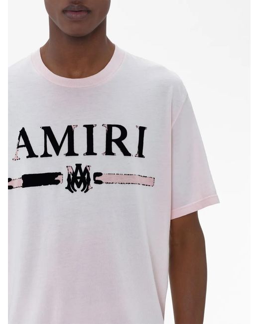 Amiri Pink Ma Bar-Appliqué T-Shirt for men