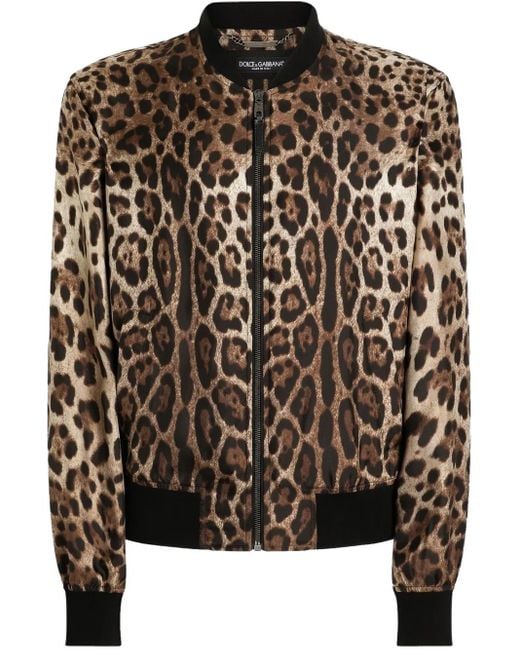 メンズ Dolce & Gabbana レオパード ボンバージャケット Black