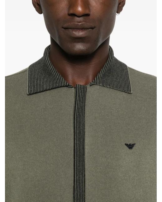 Emporio Armani Green Ribbed-Trimmed Jacket for men
