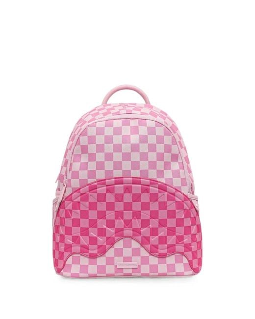 Sprayground Pink Shark Chequered Backpack