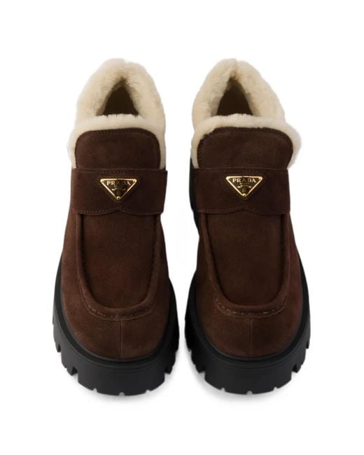 Prada Brown Suede Loafers