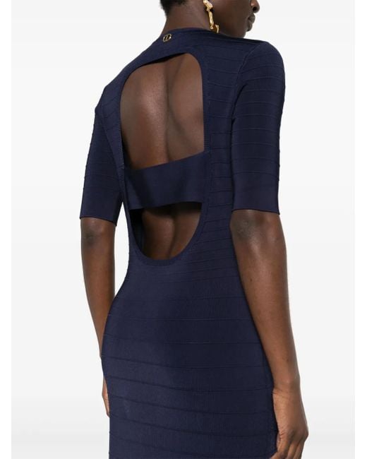 Twinset Blue Fringe-Detail Dress