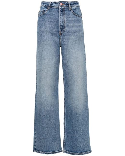 Ganni Blue Andi High-rise Wide-leg Jeans