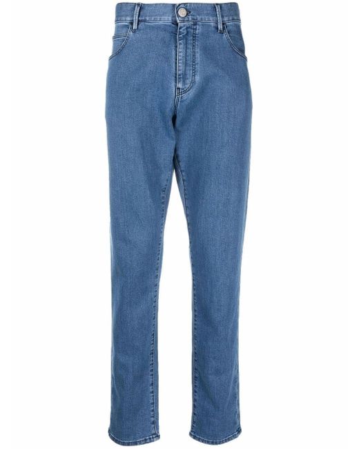 Giorgio Armani Blue Light-wash Straight-leg Jeans for men
