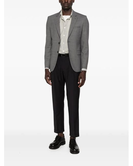 Boss Gray Single-Breasted Notched-Lapels Jacket for men