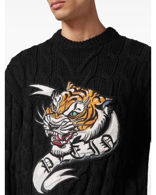 Philipp Plein Coltrui Met Tijgerpatch in het Black voor heren