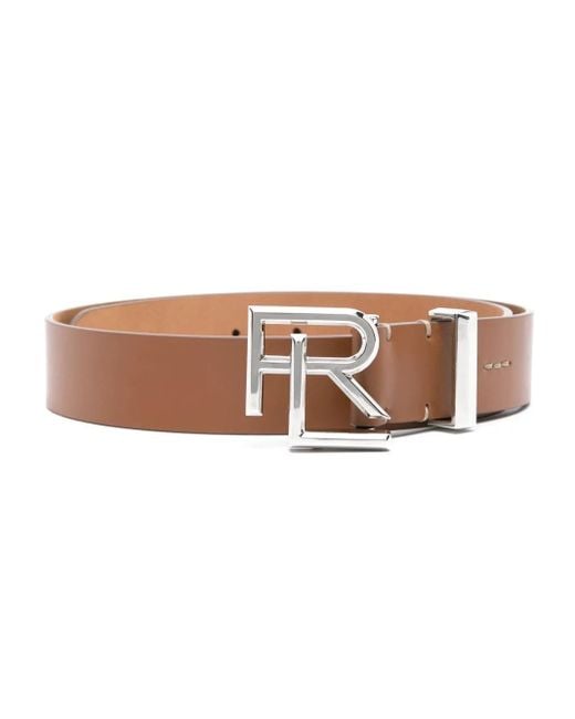 Ralph Lauren Brown Logo-Buckle Leather Belt