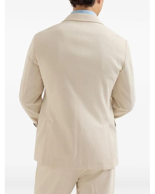 Brunello Cucinelli White Blazer En Gabardine De Coton Et Laine Vierge for men