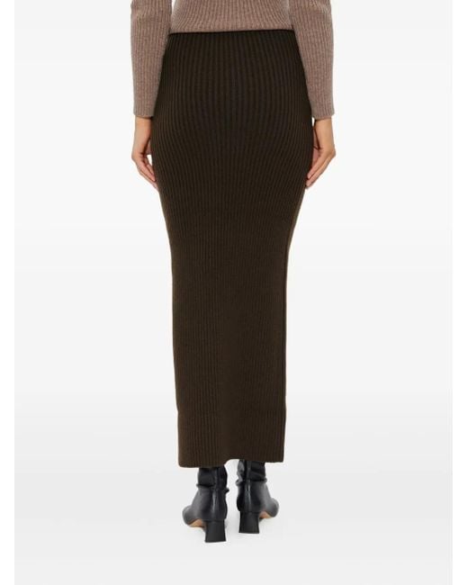 Max Mara Boris Geribbelde Midi-Rok in het Brown