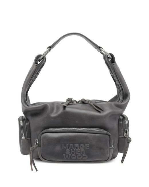 MARGE SHERWOOD Gray Leather Shoulder Bag