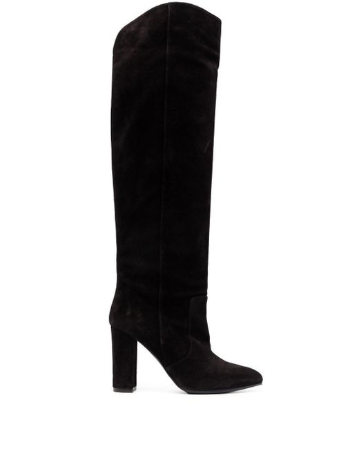 Via Roma 15 95mm Knee-high Suede Boots in Black | Lyst