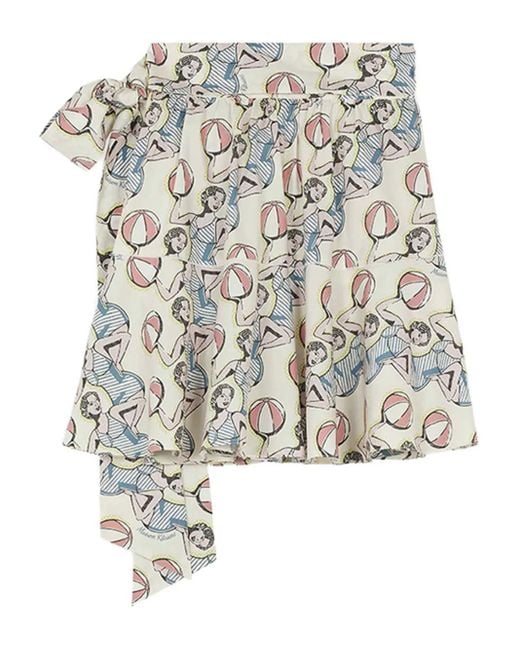 Maison Kitsuné White Printed Skirt