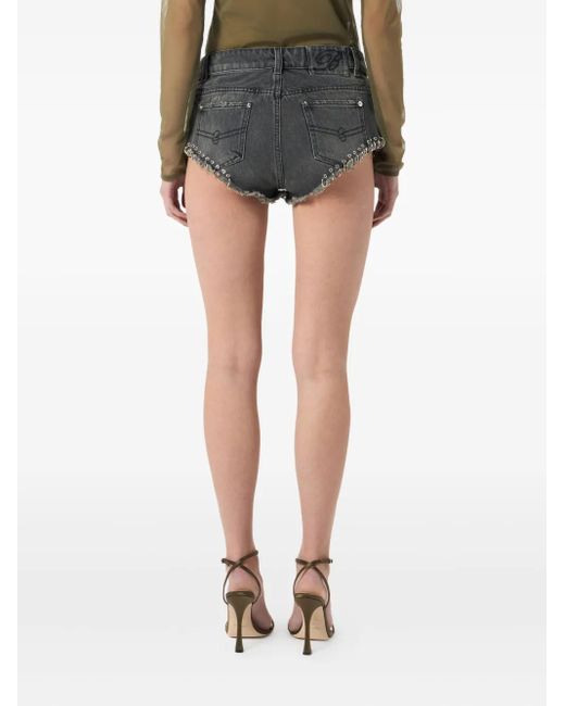 Blumarine Black Jeans-Shorts Mit Ösendetail