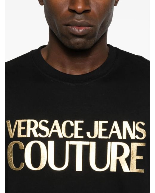 Versace Jeans Couture Black Logo-Print T-Shirt for men