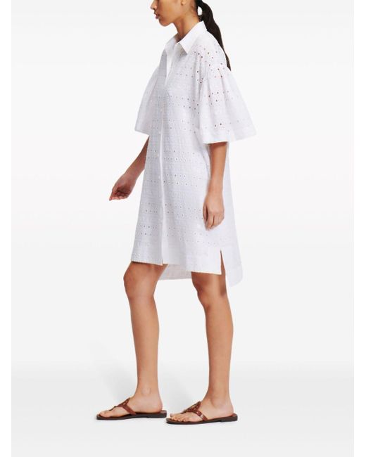 Karl Lagerfeld White Broderie-anglaise Organic Cotton Shirtdress