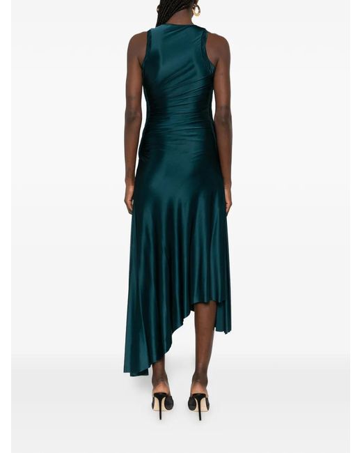 Victoria Beckham Green Asymmetric-Hem Midi Dress