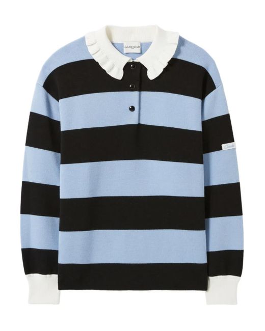 Claudie Pierlot Black Striped Polo Sweater