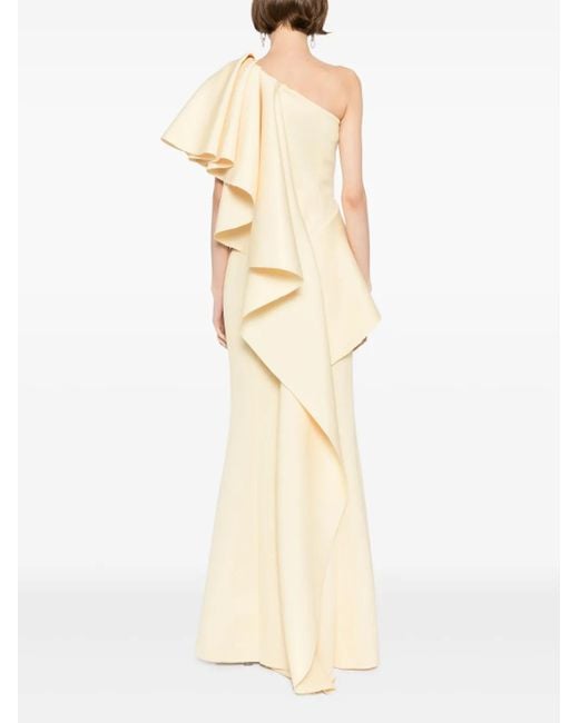 Saiid Kobeisy White Ruffled Scuba Dress