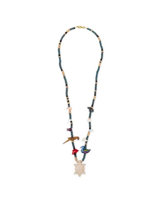 BLAKLACE White Beaded Animal Charm Necklace