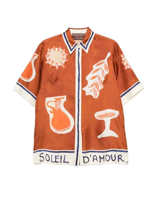 ALÉMAIS Orange Soleil D'Amour Hemd mit grafischem Print